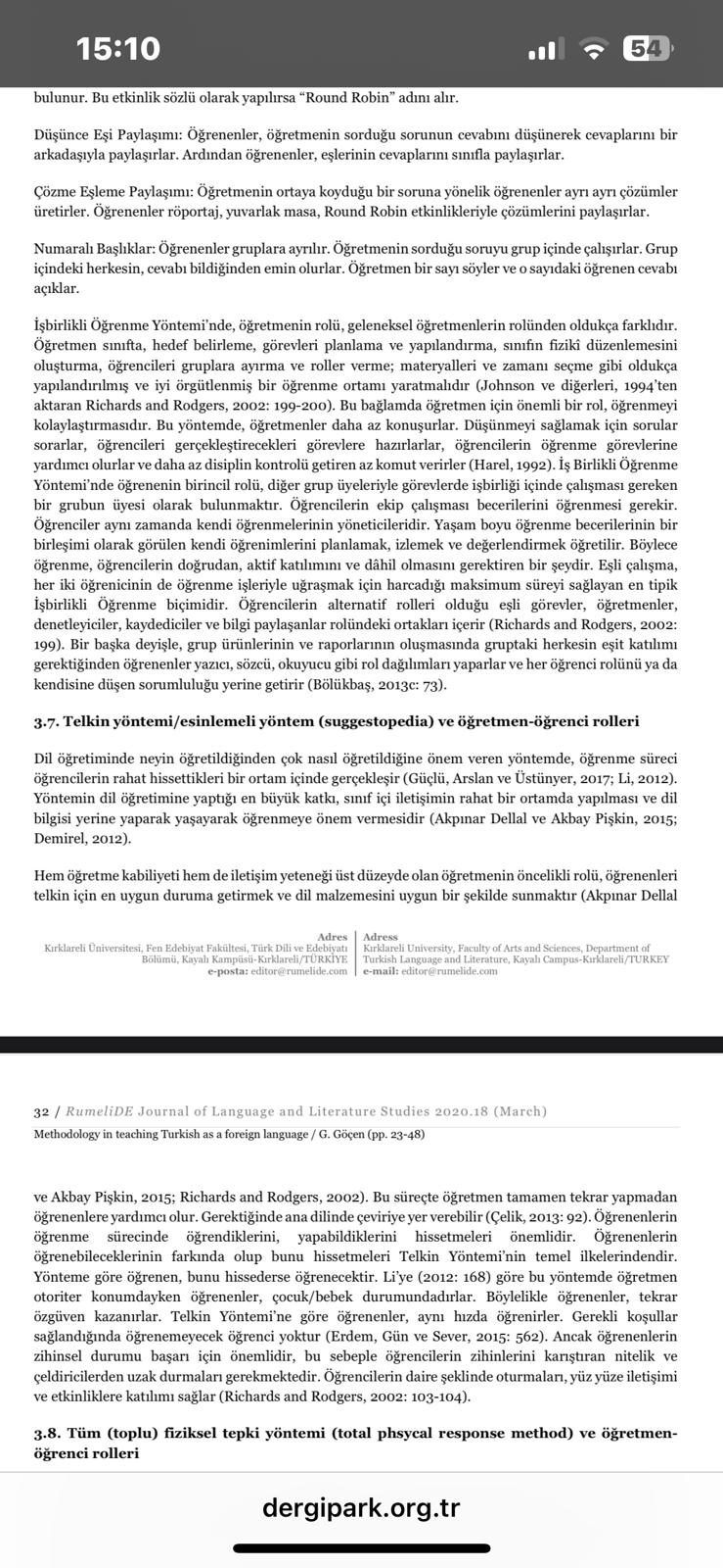 Tüm Fiziksel Tepki (TPR - Total Physical Response) Yöntemi ve Öğretmen-Öğrenci Rolleri - Sayfa 7